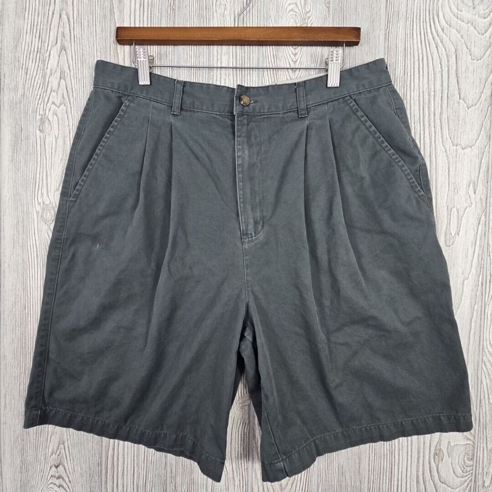 Farah Shorts Men's 35x9" Inseam * Gray‎ Chino Pleated Casual Cotton